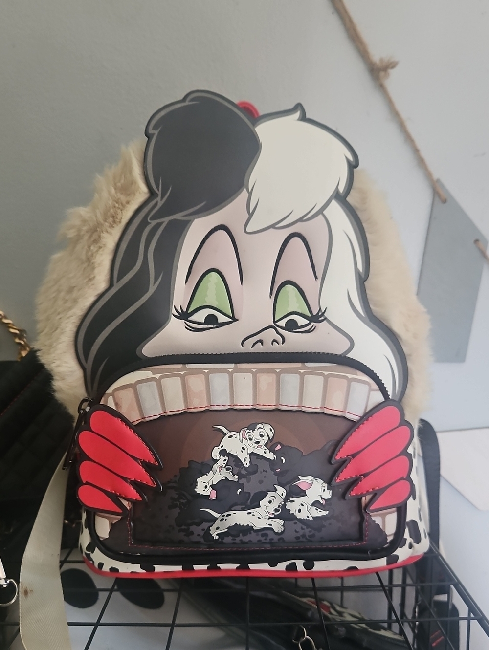 Cruella-Inspired Black & White Faux Fur Backpack
